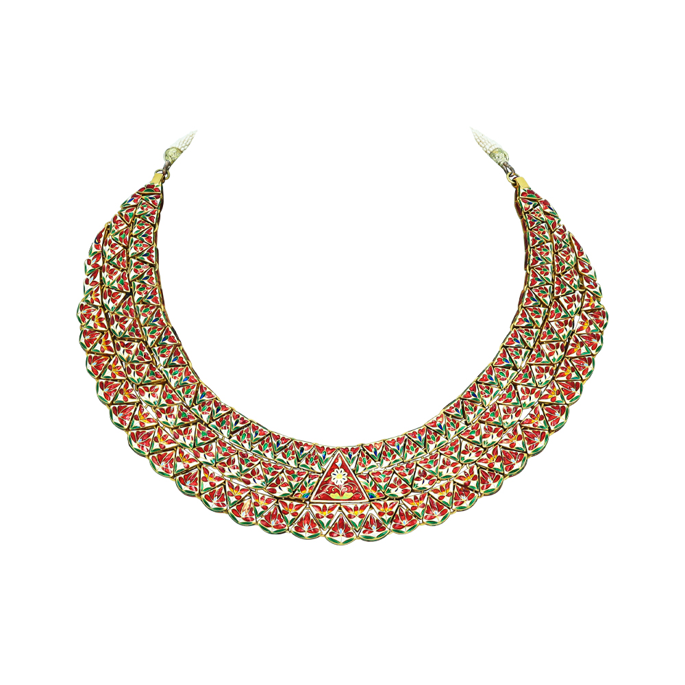Geometric Polki Collar Necklace with Gold Framework